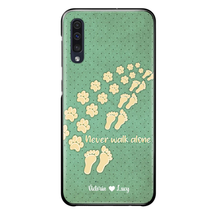 Custom Personalized Dogs's Paws Phone Case - Best Gift Idea For Dog Lovers With Upto 3 Dogs's Paws - Never Walk ALone - Case For iPhone, Samsung And Xiaomi