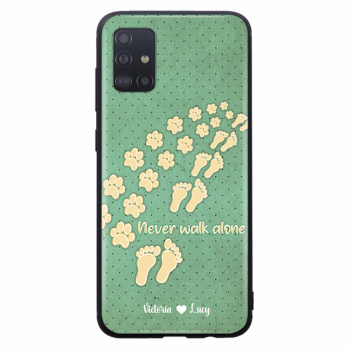 Custom Personalized Dogs's Paws Phone Case - Best Gift Idea For Dog Lovers With Upto 3 Dogs's Paws - Never Walk ALone - Case For iPhone, Samsung And Xiaomi