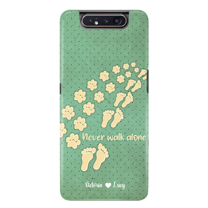 Custom Personalized Dogs's Paws Phone Case - Best Gift Idea For Dog Lovers With Upto 3 Dogs's Paws - Never Walk ALone - Case For iPhone, Samsung And Xiaomi