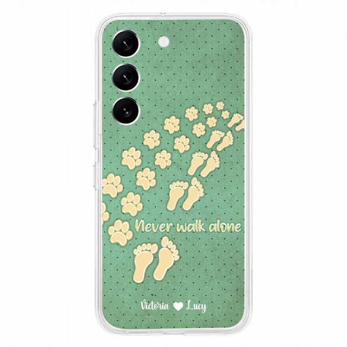 Custom Personalized Dogs's Paws Phone Case - Best Gift Idea For Dog Lovers With Upto 3 Dogs's Paws - Never Walk ALone - Case For iPhone, Samsung And Xiaomi