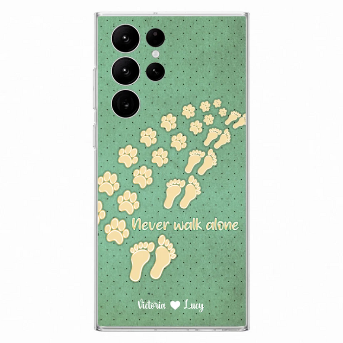 Custom Personalized Dogs's Paws Phone Case - Best Gift Idea For Dog Lovers With Upto 3 Dogs's Paws - Never Walk ALone - Case For iPhone, Samsung And Xiaomi