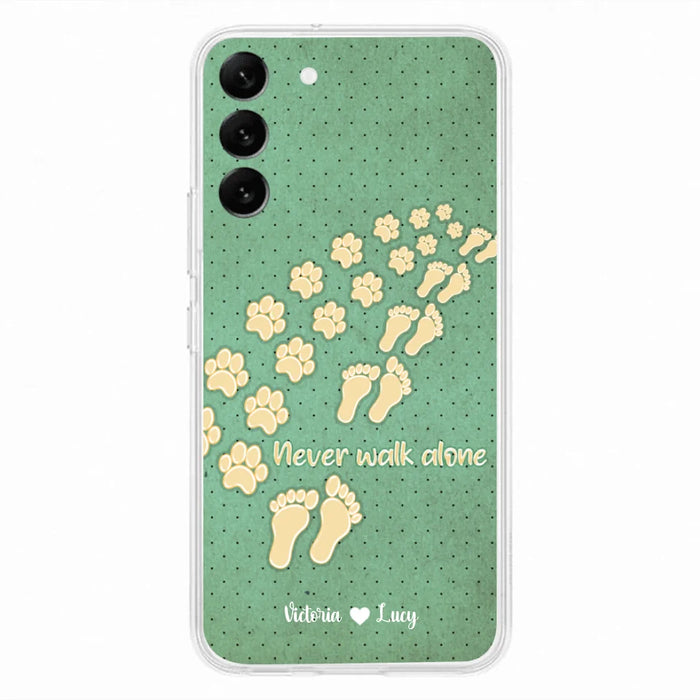 Custom Personalized Dogs's Paws Phone Case - Best Gift Idea For Dog Lovers With Upto 3 Dogs's Paws - Never Walk ALone - Case For iPhone, Samsung And Xiaomi