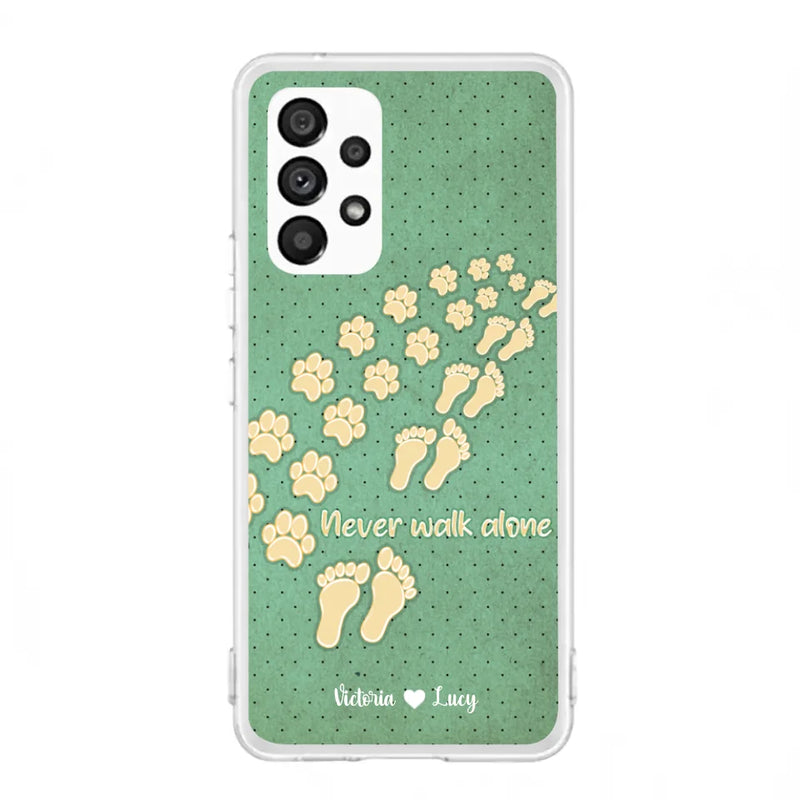 Personalized Dogs's Paws Phone Case - Best Gift Idea For Dog Lovers With Up to 3 Dogs's Paws - Never Walk ALone - Case For iPhone, Samsung And Xiaomi