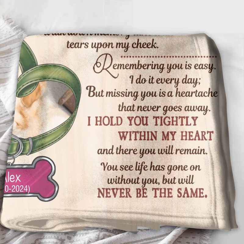Personalized Memorial Pet Collar Fleece Throw/Quilt Blanket - Upload Photo - Memorial Gift Idea For Dog/Cat/Pet Lover - The Moment That You Left Me