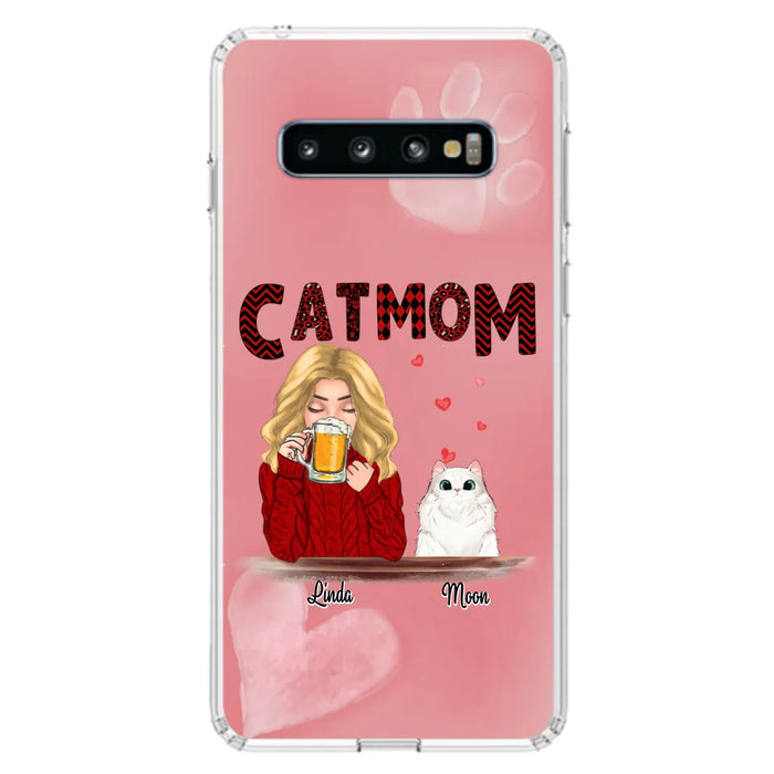 Custom Personalized Pet Mom Phone Case - Pet Mom With Beer And Upto 4 Pets - Case For iPhone, Samsung and Xiaomi