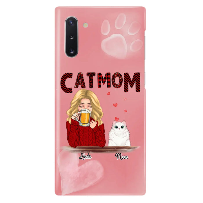 Custom Personalized Pet Mom Phone Case - Pet Mom With Beer And Upto 4 Pets - Case For iPhone, Samsung and Xiaomi