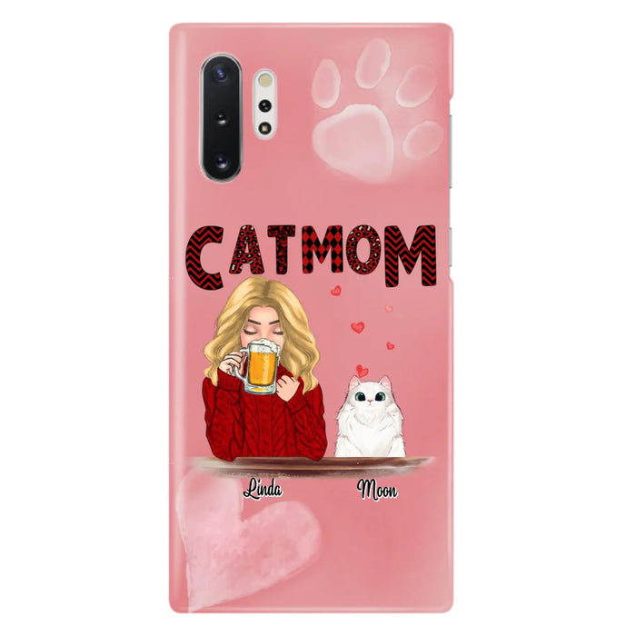 Custom Personalized Pet Mom Phone Case - Pet Mom With Beer And Upto 4 Pets - Case For iPhone, Samsung and Xiaomi