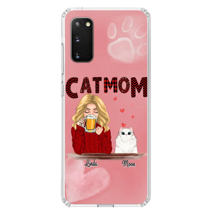 Custom Personalized Pet Mom Phone Case - Pet Mom With Beer And Upto 4 Pets - Case For iPhone, Samsung and Xiaomi