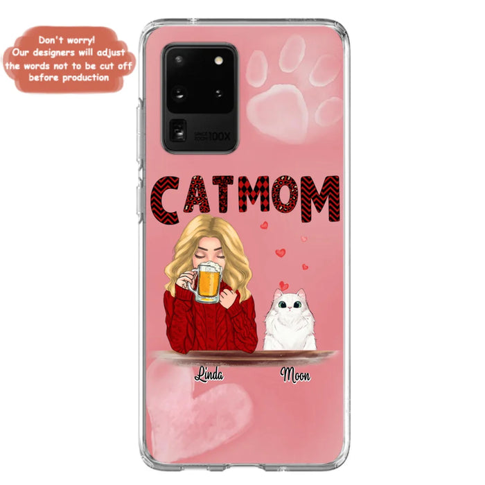 Custom Personalized Pet Mom Phone Case - Pet Mom With Beer And Upto 4 Pets - Case For iPhone, Samsung and Xiaomi