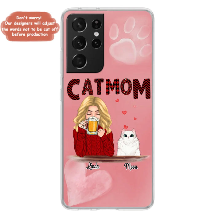 Custom Personalized Pet Mom Phone Case - Pet Mom With Beer And Upto 4 Pets - Case For iPhone, Samsung and Xiaomi