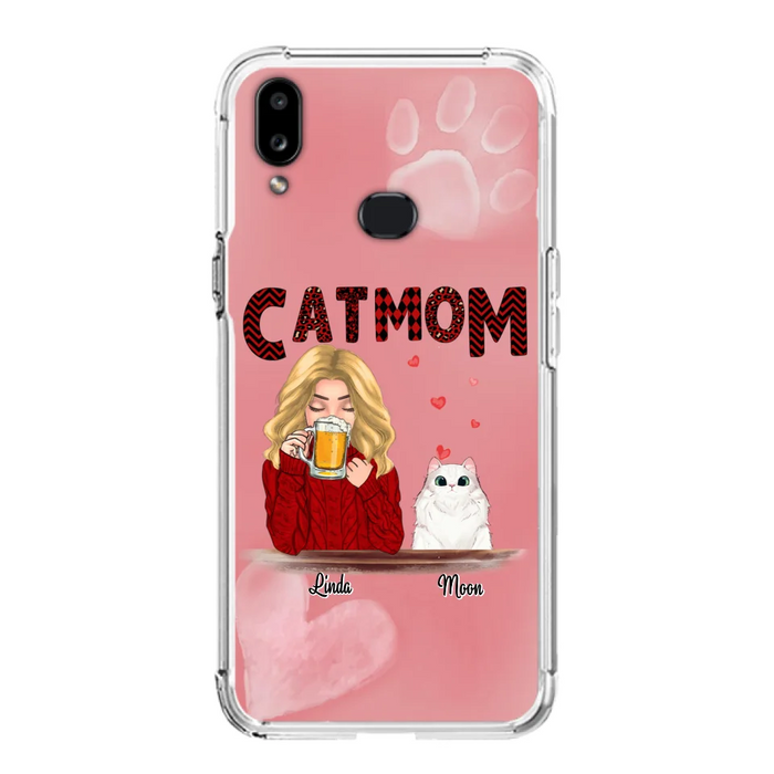 Custom Personalized Pet Mom Phone Case - Pet Mom With Beer And Upto 4 Pets - Case For iPhone, Samsung and Xiaomi