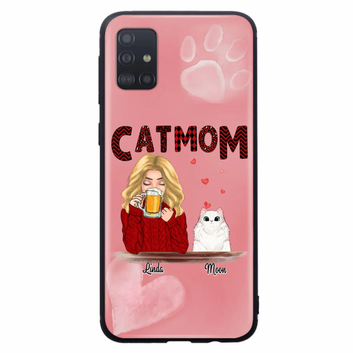 Custom Personalized Pet Mom Phone Case - Pet Mom With Beer And Upto 4 Pets - Case For iPhone, Samsung and Xiaomi