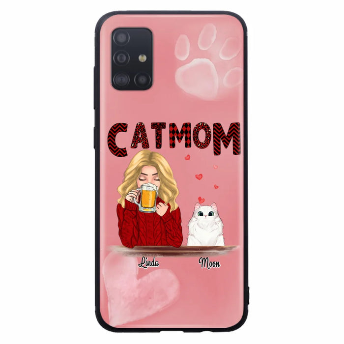 Custom Personalized Pet Mom Phone Case - Pet Mom With Beer And Upto 4 Pets - Case For iPhone, Samsung and Xiaomi