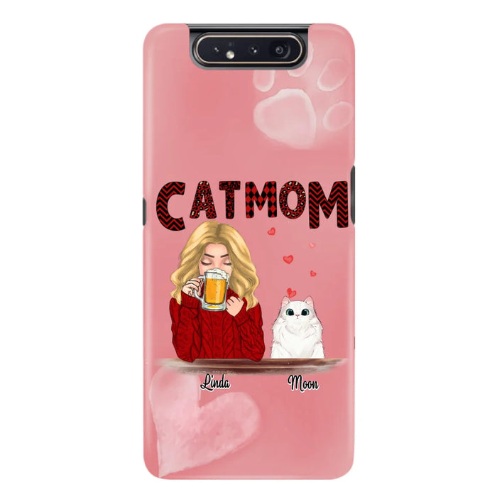 Custom Personalized Pet Mom Phone Case - Pet Mom With Beer And Upto 4 Pets - Case For iPhone, Samsung and Xiaomi