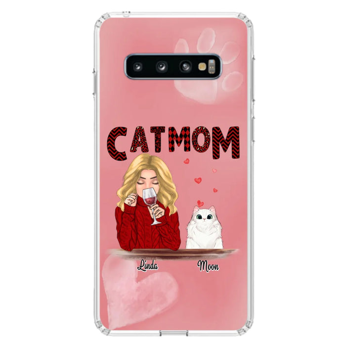 Custom Personalized Pet Mom Phone Case - Pet Mom With Wine And Upto 4 Pets - Case For iPhone, Samsung and Xiaomi