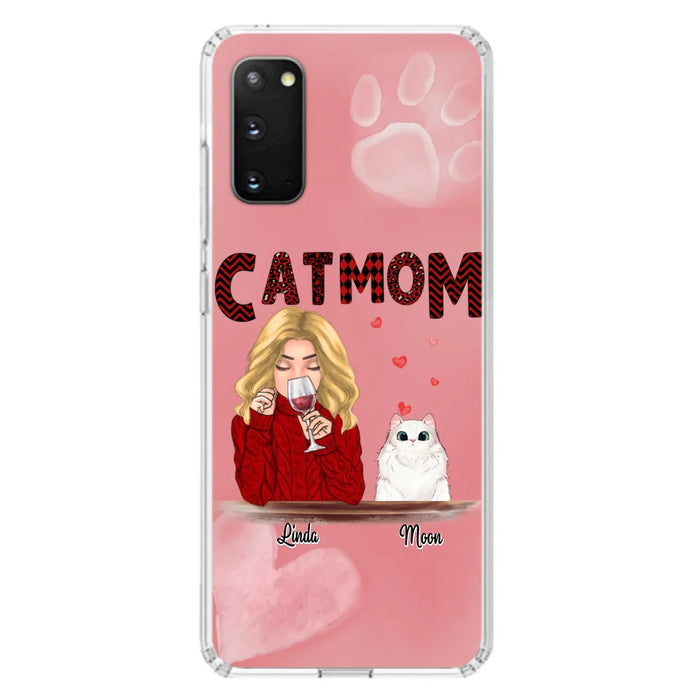 Custom Personalized Pet Mom Phone Case - Pet Mom With Wine And Upto 4 Pets - Case For iPhone, Samsung and Xiaomi