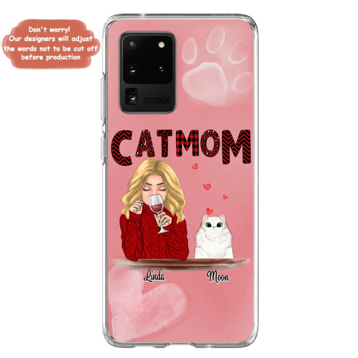 Custom Personalized Pet Mom Phone Case - Pet Mom With Wine And Upto 4 Pets - Case For iPhone, Samsung and Xiaomi