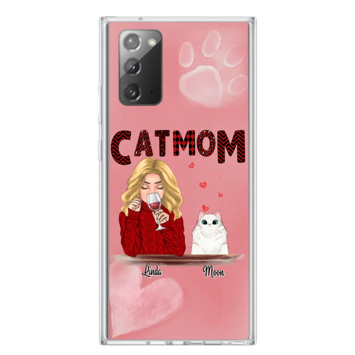 Custom Personalized Pet Mom Phone Case - Pet Mom With Wine And Upto 4 Pets - Case For iPhone, Samsung and Xiaomi