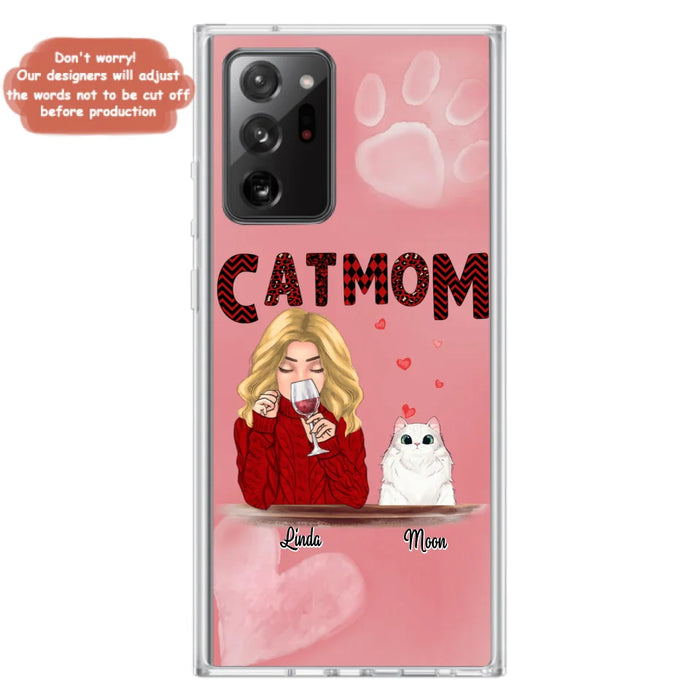 Custom Personalized Pet Mom Phone Case - Pet Mom With Wine And Upto 4 Pets - Case For iPhone, Samsung and Xiaomi