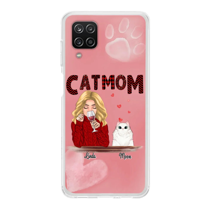 Custom Personalized Pet Mom Phone Case - Pet Mom With Wine And Upto 4 Pets - Case For iPhone, Samsung and Xiaomi