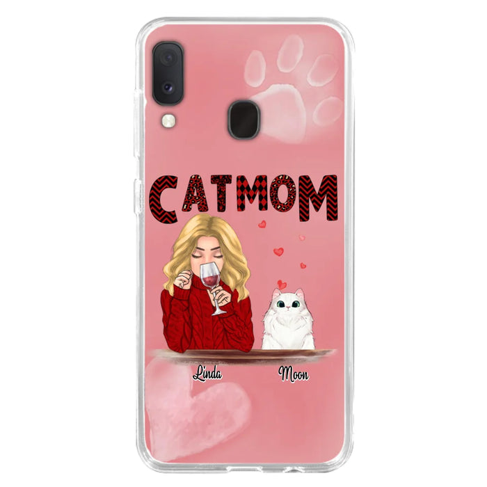 Custom Personalized Pet Mom Phone Case - Pet Mom With Wine And Upto 4 Pets - Case For iPhone, Samsung and Xiaomi