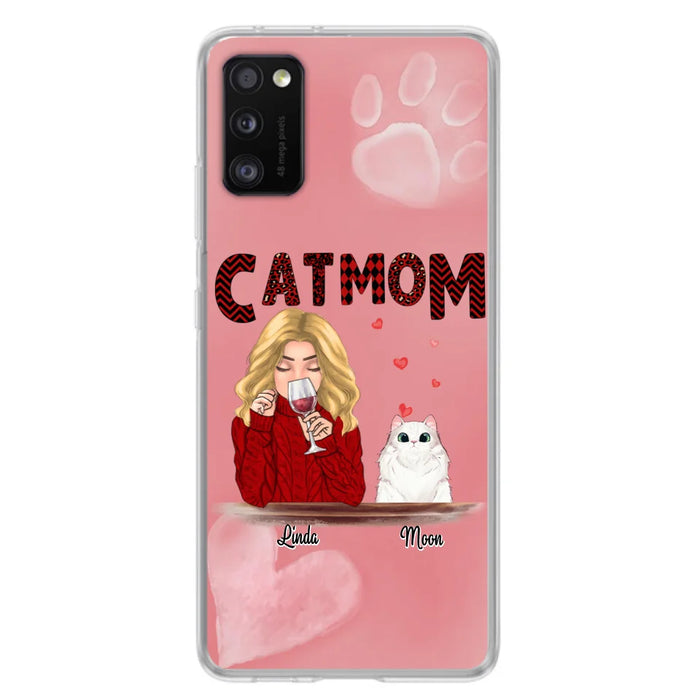 Custom Personalized Pet Mom Phone Case - Pet Mom With Wine And Upto 4 Pets - Case For iPhone, Samsung and Xiaomi