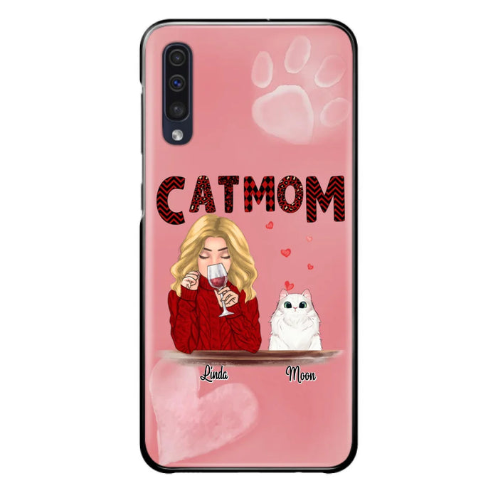 Custom Personalized Pet Mom Phone Case - Pet Mom With Wine And Upto 4 Pets - Case For iPhone, Samsung and Xiaomi