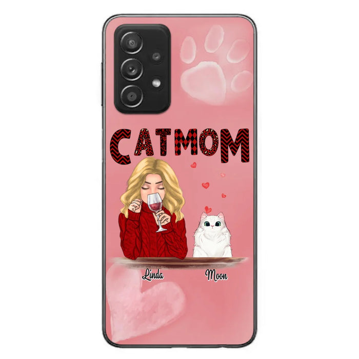 Custom Personalized Pet Mom Phone Case - Pet Mom With Wine And Upto 4 Pets - Case For iPhone, Samsung and Xiaomi