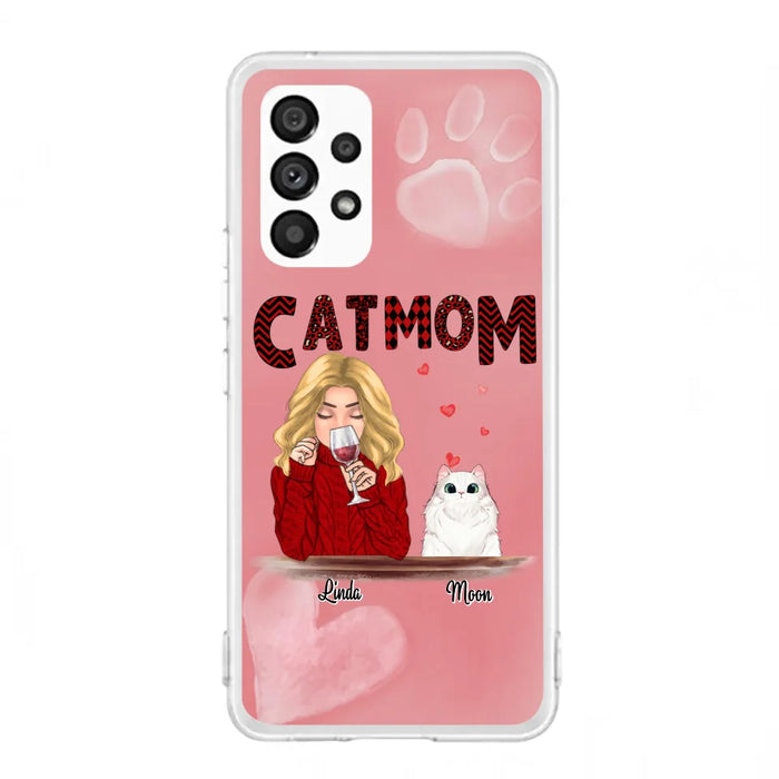 Custom Personalized Pet Mom Phone Case - Pet Mom With Wine And Upto 4 Pets - Case For iPhone, Samsung and Xiaomi