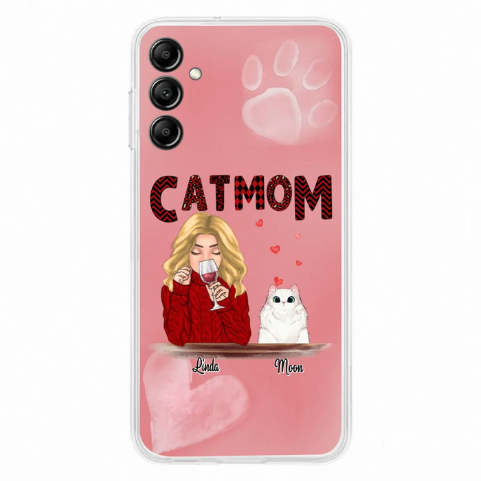 Custom Personalized Pet Mom Phone Case - Pet Mom With Wine And Upto 4 Pets - Case For iPhone, Samsung and Xiaomi