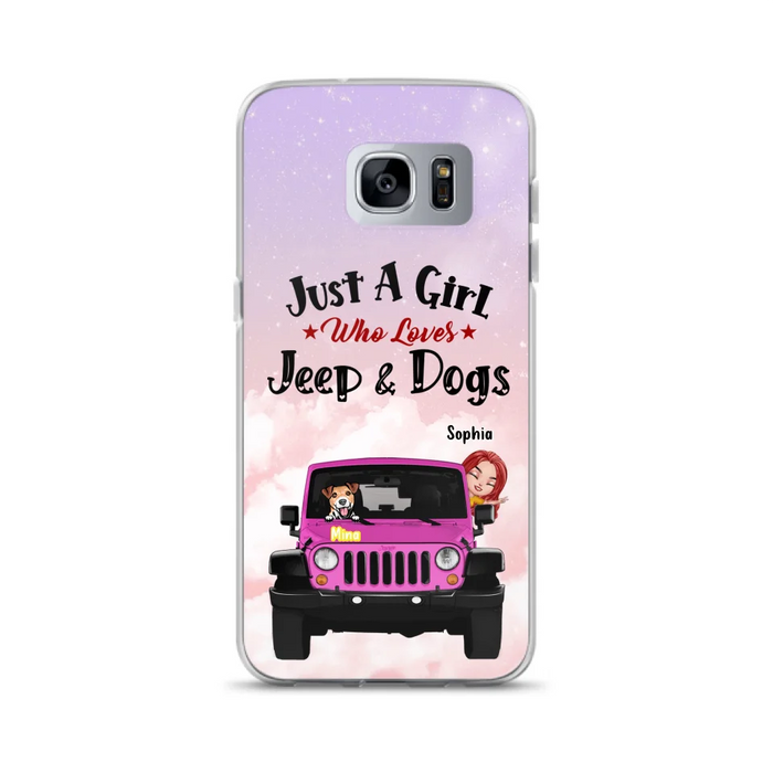 Custom Personalized Dog Mom & Off-road Phone Case- Up to 5 Dogs - Best Gift For Dog Lovers/Mother's Day - Just A Girl - Cases For iPhone And Samsung