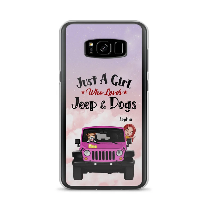 Custom Personalized Dog Mom & Off-road Phone Case- Up to 5 Dogs - Best Gift For Dog Lovers/Mother's Day - Just A Girl - Cases For iPhone And Samsung