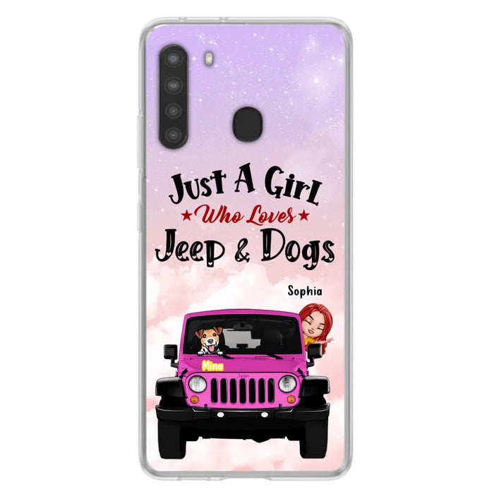 Custom Personalized Dog Mom & Off-road Phone Case- Up to 5 Dogs - Best Gift For Dog Lovers/Mother's Day - Just A Girl - Cases For iPhone And Samsung