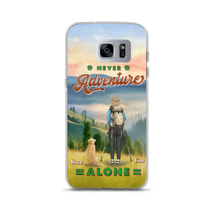 Custom Personalized Solo Hiking With Dogs Phone Case - Woman/Man With Upto 4 Dogs - Gift Idea For Hiking Lovers - Cases For iPhone and Samsung