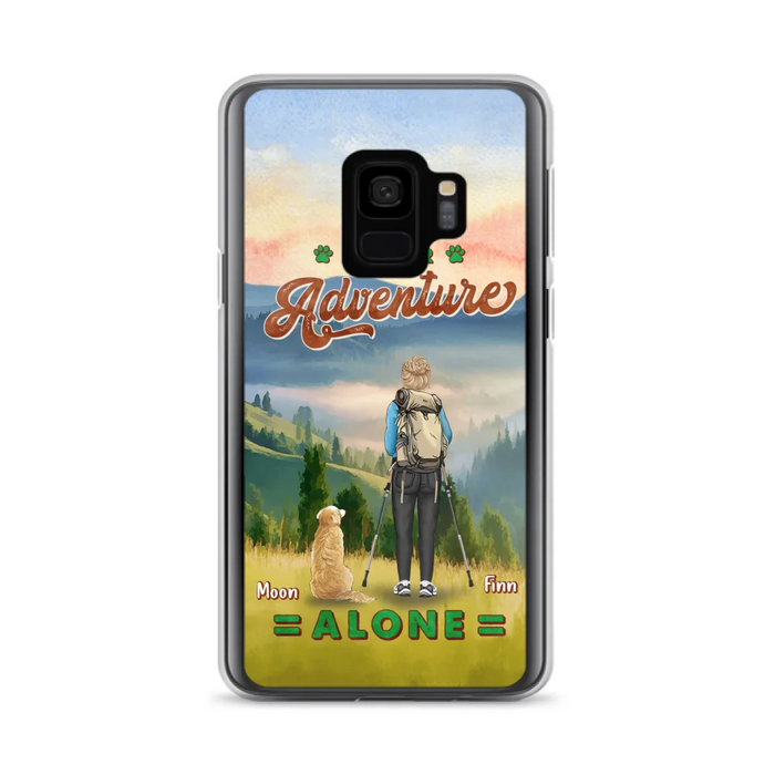 Custom Personalized Solo Hiking With Dogs Phone Case - Woman/Man With Upto 4 Dogs - Gift Idea For Hiking Lovers - Cases For iPhone and Samsung