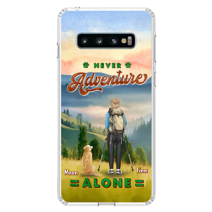 Custom Personalized Solo Hiking With Dogs Phone Case - Woman/Man With Upto 4 Dogs - Gift Idea For Hiking Lovers - Cases For iPhone and Samsung