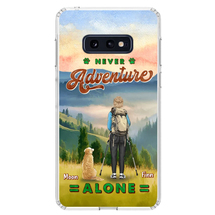 Custom Personalized Solo Hiking With Dogs Phone Case - Woman/Man With Upto 4 Dogs - Gift Idea For Hiking Lovers - Cases For iPhone and Samsung