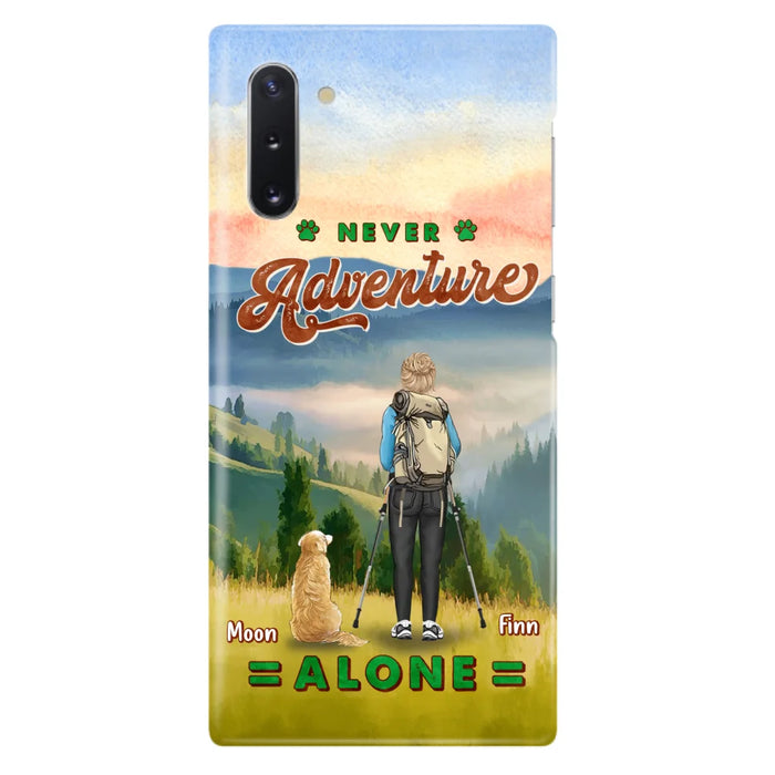 Custom Personalized Solo Hiking With Dogs Phone Case - Woman/Man With Upto 4 Dogs - Gift Idea For Hiking Lovers - Cases For iPhone and Samsung