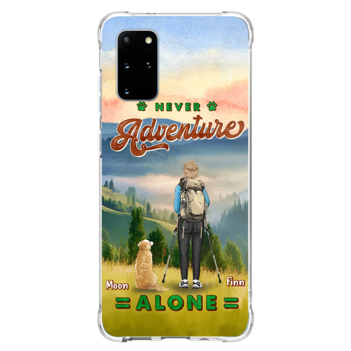 Custom Personalized Solo Hiking With Dogs Phone Case - Woman/Man With Upto 4 Dogs - Gift Idea For Hiking Lovers - Cases For iPhone and Samsung