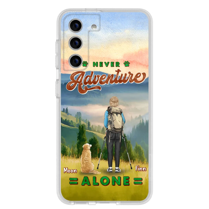 Custom Personalized Solo Hiking With Dogs Phone Case - Woman/Man With Upto 4 Dogs - Gift Idea For Hiking Lovers - Cases For iPhone and Samsung