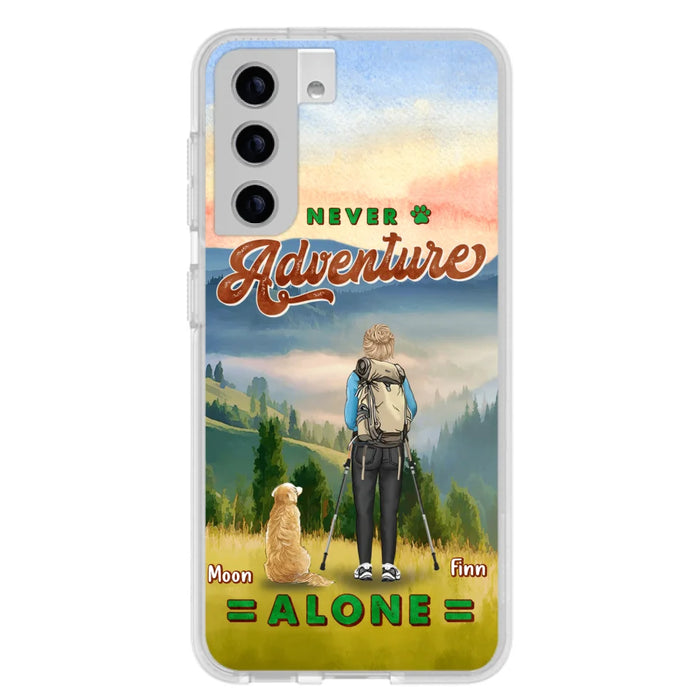 Custom Personalized Solo Hiking With Dogs Phone Case - Woman/Man With Upto 4 Dogs - Gift Idea For Hiking Lovers - Cases For iPhone and Samsung