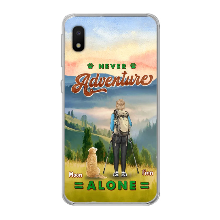 Custom Personalized Solo Hiking With Dogs Phone Case - Woman/Man With Upto 4 Dogs - Gift Idea For Hiking Lovers - Cases For iPhone and Samsung