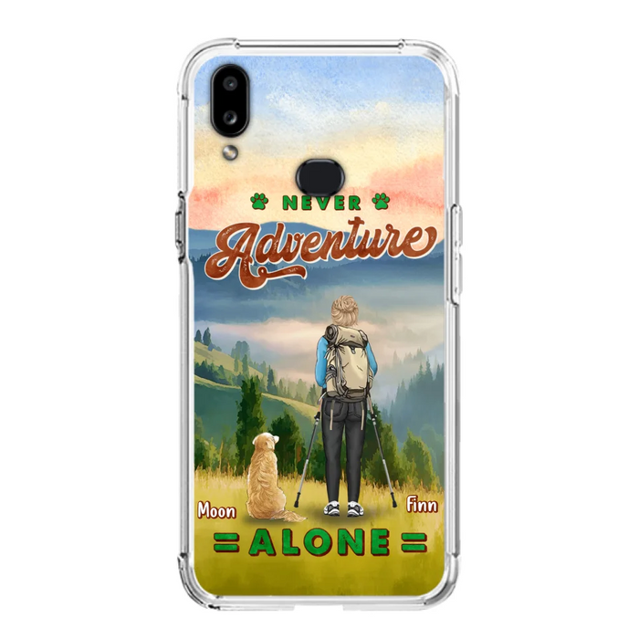 Custom Personalized Solo Hiking With Dogs Phone Case - Woman/Man With Upto 4 Dogs - Gift Idea For Hiking Lovers - Cases For iPhone and Samsung