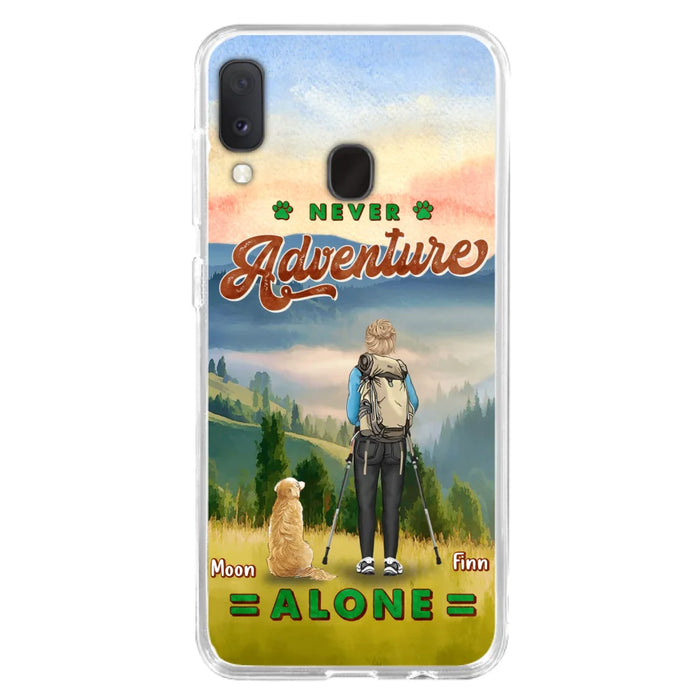 Custom Personalized Solo Hiking With Dogs Phone Case - Woman/Man With Upto 4 Dogs - Gift Idea For Hiking Lovers - Cases For iPhone and Samsung