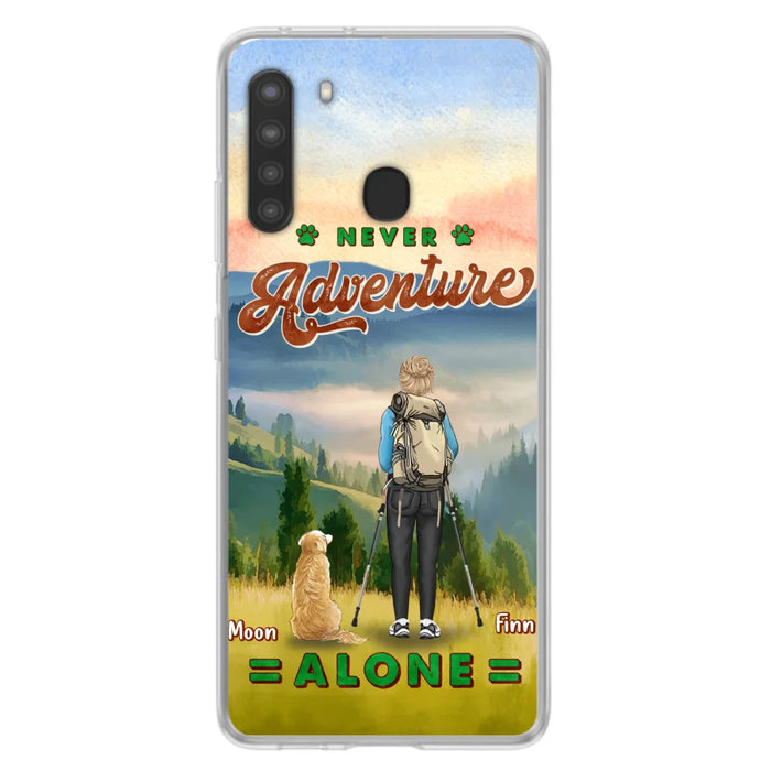 Custom Personalized Solo Hiking With Dogs Phone Case - Woman/Man With Upto 4 Dogs - Gift Idea For Hiking Lovers - Cases For iPhone and Samsung