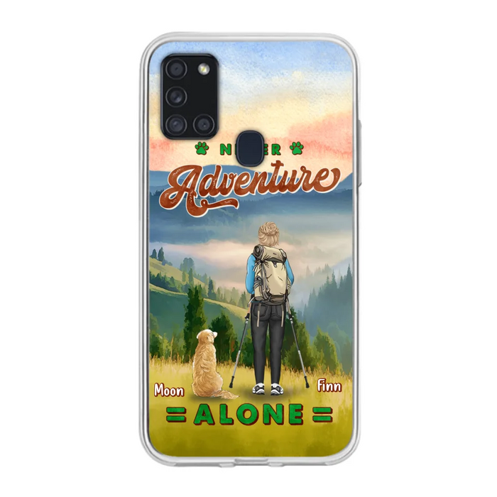 Custom Personalized Solo Hiking With Dogs Phone Case - Woman/Man With Upto 4 Dogs - Gift Idea For Hiking Lovers - Cases For iPhone and Samsung