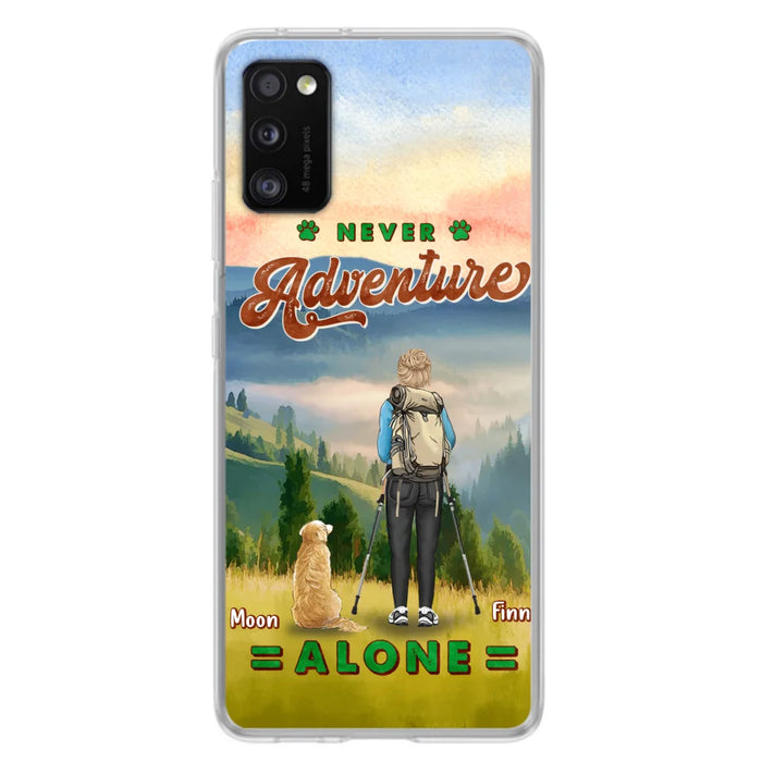 Custom Personalized Solo Hiking With Dogs Phone Case - Woman/Man With Upto 4 Dogs - Gift Idea For Hiking Lovers - Cases For iPhone and Samsung