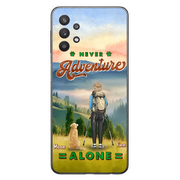 Custom Personalized Solo Hiking With Dogs Phone Case - Woman/Man With Upto 4 Dogs - Gift Idea For Hiking Lovers - Cases For iPhone and Samsung