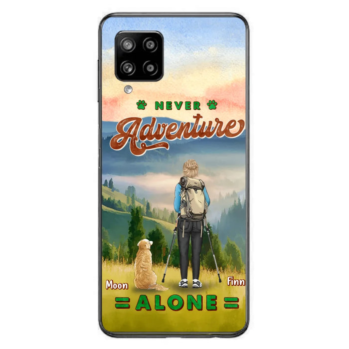 Custom Personalized Solo Hiking With Dogs Phone Case - Woman/Man With Upto 4 Dogs - Gift Idea For Hiking Lovers - Cases For iPhone and Samsung