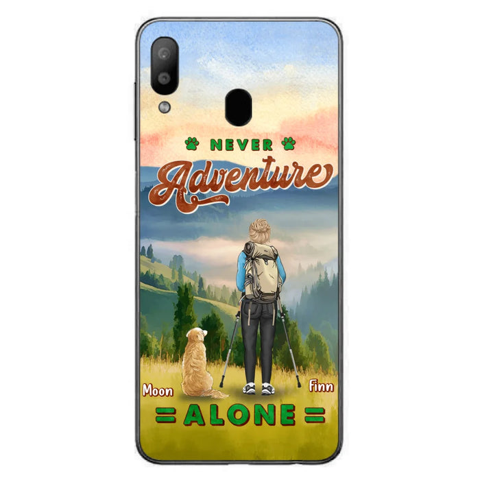 Custom Personalized Solo Hiking With Dogs Phone Case - Woman/Man With Upto 4 Dogs - Gift Idea For Hiking Lovers - Cases For iPhone and Samsung